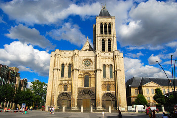 Basilica Saint Denis and Saint Denis main square, Paris, France