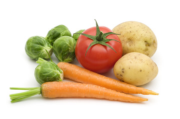 Wall Mural - fresh vegetables on white background