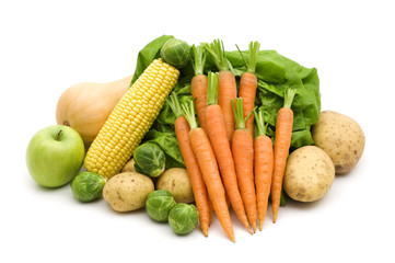 Wall Mural - fresh vegetables on white background