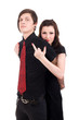 Young emo couple on isolated white background