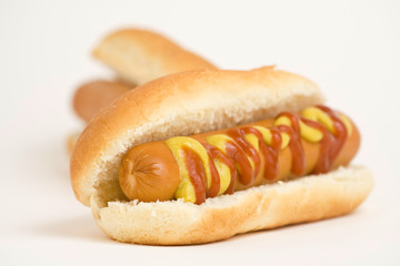 fast food, delicious hot dog isolated over white background