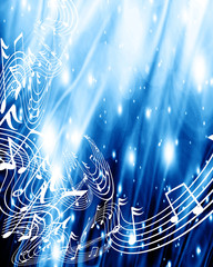 Wall Mural - music notes on a soft blue background