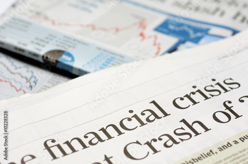 Cuadros en Lienzo Newspaper headlines - financial crisis on 2008