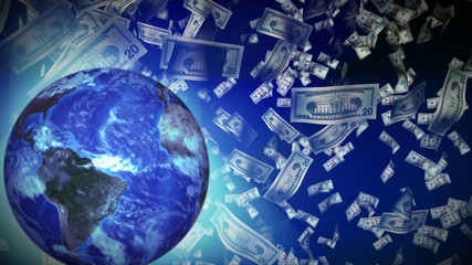 globe with dollars