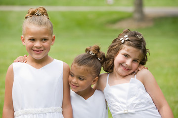 three girls at a wedding