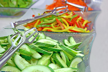 Wall Mural - The close-up of tasty natural vegetarian salads.