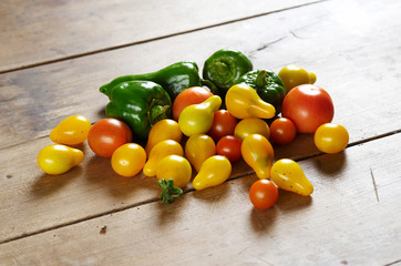 Wall Mural - Group of different tomato and green pepper