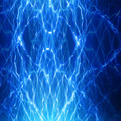 Wall Mural - electrical spark on a soft blue background