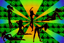 Abstract Background With Dancing Woman Silhouette