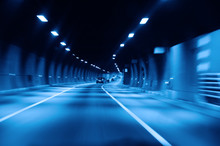 Highway Tunnel At Night