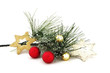 canvas print picture - weihnachten, tannenzweig, strohstern, kugel, christmas