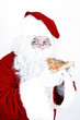 santa claus eating pizza