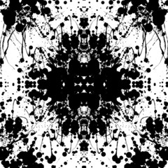 Canvas Print - Seamless repeating black and white ink splat design