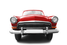 Red Retro Car Isolated On White