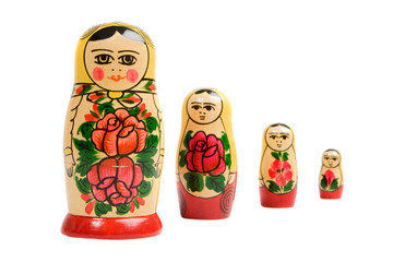 Russian dolls on a over white background