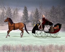 Traditional Father Christmas In A Horse Drawn Sleigh