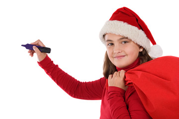 Sticker - Beautiful girl with hat of christmas writing