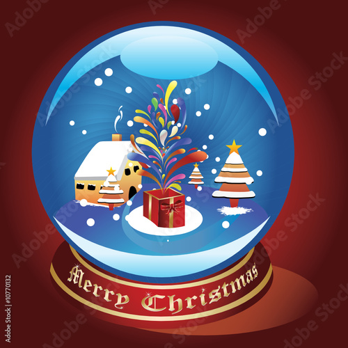 Download Beautiful Snow Globe With A Winter Christmas Scenery Inside Stock Vector Adobe Stock