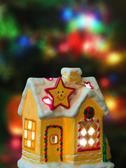 Canvas Print - Lighting house and christmas tree