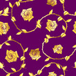Gold on Purple seamless rose sari pattern