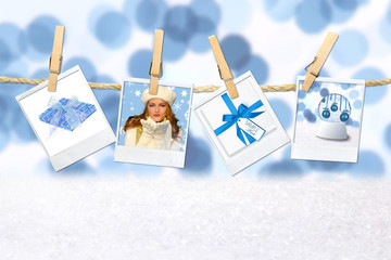 Wall Mural - Winter Christmas Holiday Related Pictures on Hanging Film Blanks