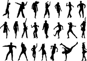 Wall Mural - Dancing people in action vector illustration