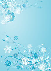 Wall Mural - Christmas floral background with baubles, vector illustration