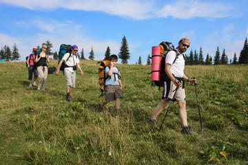 Wall Mural - Hiking in the Carpathian mountains..