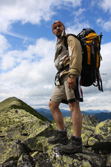 Wall Mural - Hiking in the Carpathian mountains..