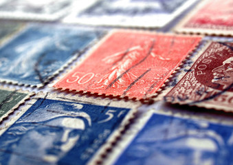 Wall Mural - Range of French postage stamps