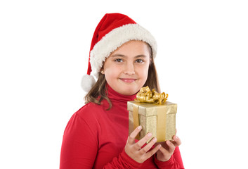 Sticker - Beautiful girl with presents of christmas