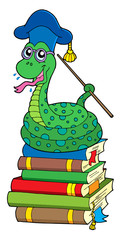 Poster - Snake teacher on pile of books