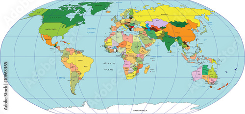 Naklejka - mata magnetyczna na lodówkę Map of world