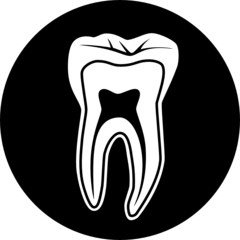 Canvas Print - Vector tooth icon. Black and white. Simply change.