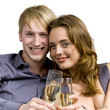 young couple with champagne