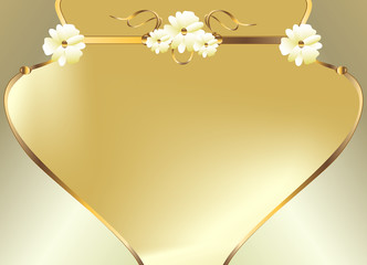 Poster - White gold flower curve design