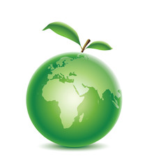 green planet with leaf