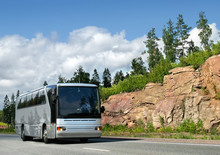 Tourist Bus On Highway