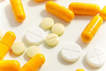 Wall Mural - pills on white background