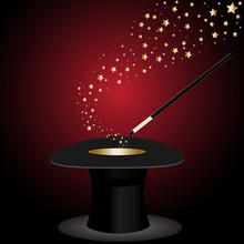 Top Hat Magic Wand With Stars
