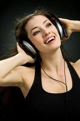 Wall Mural - girl in headphones