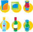 Set of icons with food and drinks