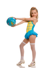 cute girl with ball in her hands
