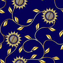 Seamless Sunflower Sari Pattern
