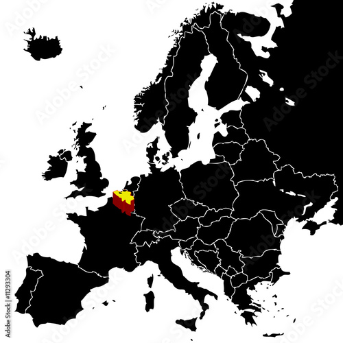 European Map With Belgium Highlighted Buy This Stock