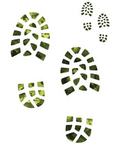 Camoflage And Green Boot Prints