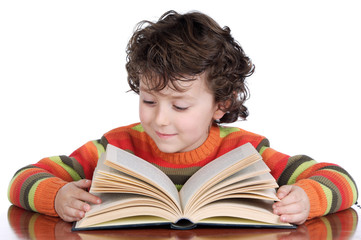 Wall Mural - Adorable happy boy studying