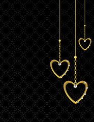 Wall Mural - Gold heart patterned background 1