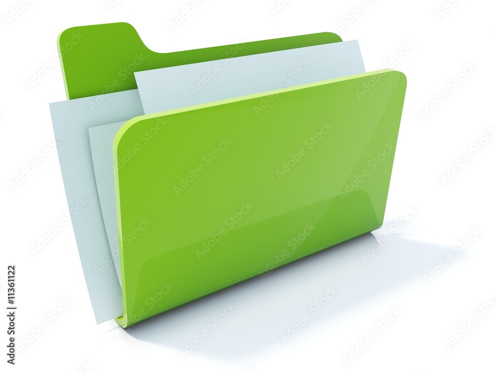 Full green folder icon isolated on white - obrazy, fototapety, plakaty 