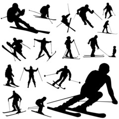 set of ski vector